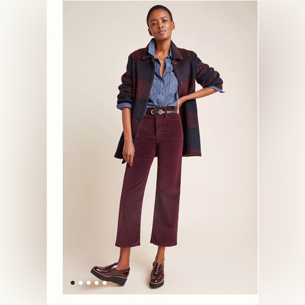Madewell The Etta Ultra High-Rise Cropped Wide-Leg Velvet Jeans size 24 EUC